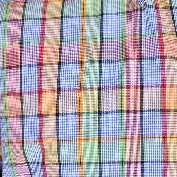 Alan Flusser Multicolor Check Button Down Oxford Shirt Size M - Picture 4 of 6